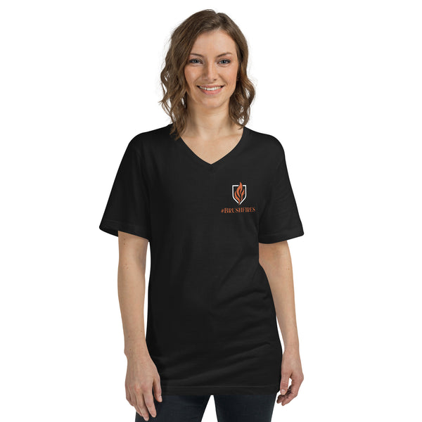 Unisex Short Sleeve V-Neck T-Shirt - Brushfires - for JBS
